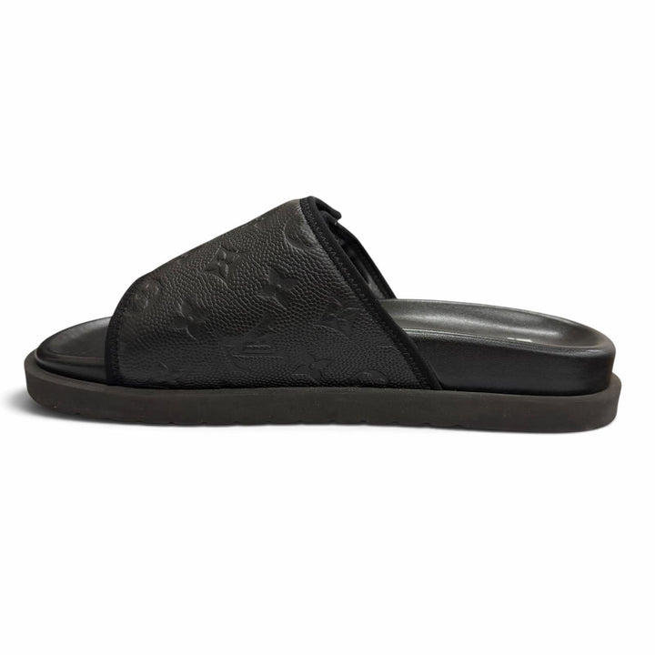 Great LOUIS VUITTON×NBA Sandals Monogram Slide black leather mens 7