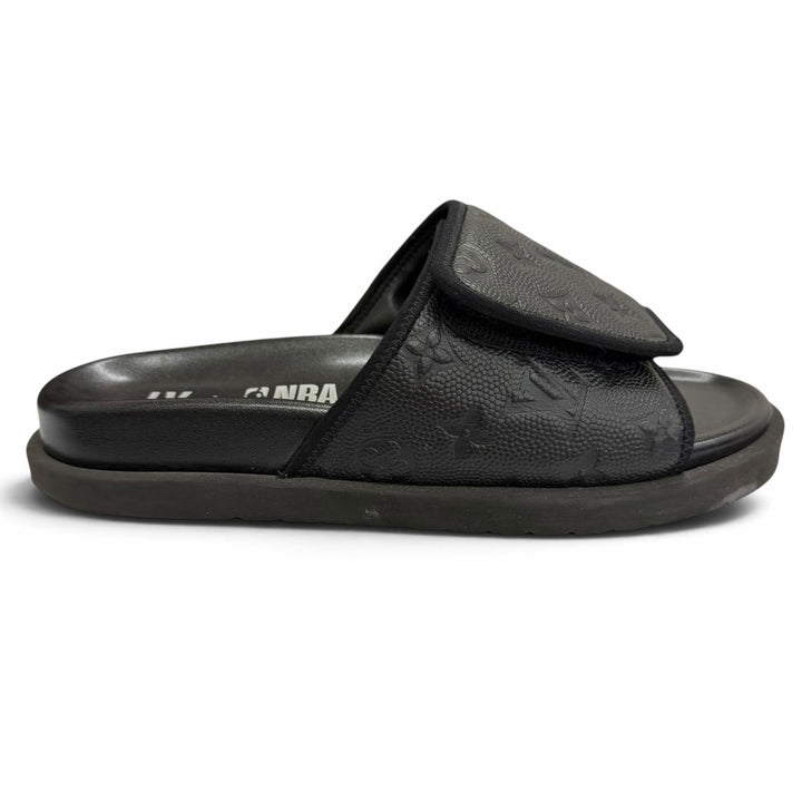 Great LOUIS VUITTON×NBA Sandals Monogram Slide black leather mens 7