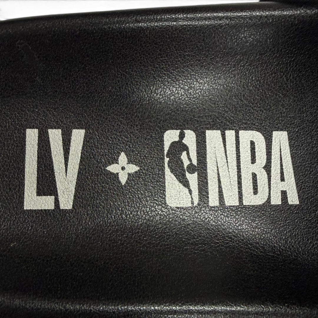 Great LOUIS VUITTON×NBA Sandals Monogram Slide black leather mens 7