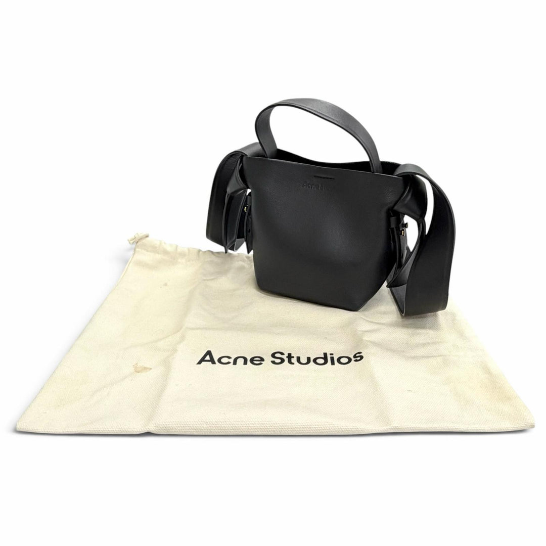 Great ACNE STUDIOS Shoulder Bag MUSUBI MICRO 2WAY handbag black leather A10095
