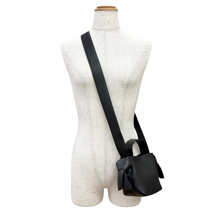 Great ACNE STUDIOS Shoulder Bag MUSUBI MICRO 2WAY handbag black leather A10095