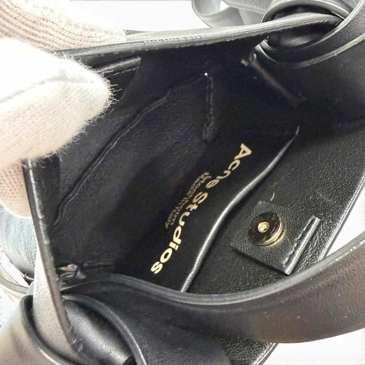 Great ACNE STUDIOS Shoulder Bag MUSUBI MICRO 2WAY handbag black leather A10095