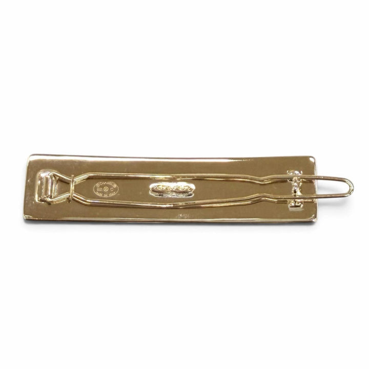 Excellent CHANEL hair accessory Logo design rhinestone hairpin gold Women B21C