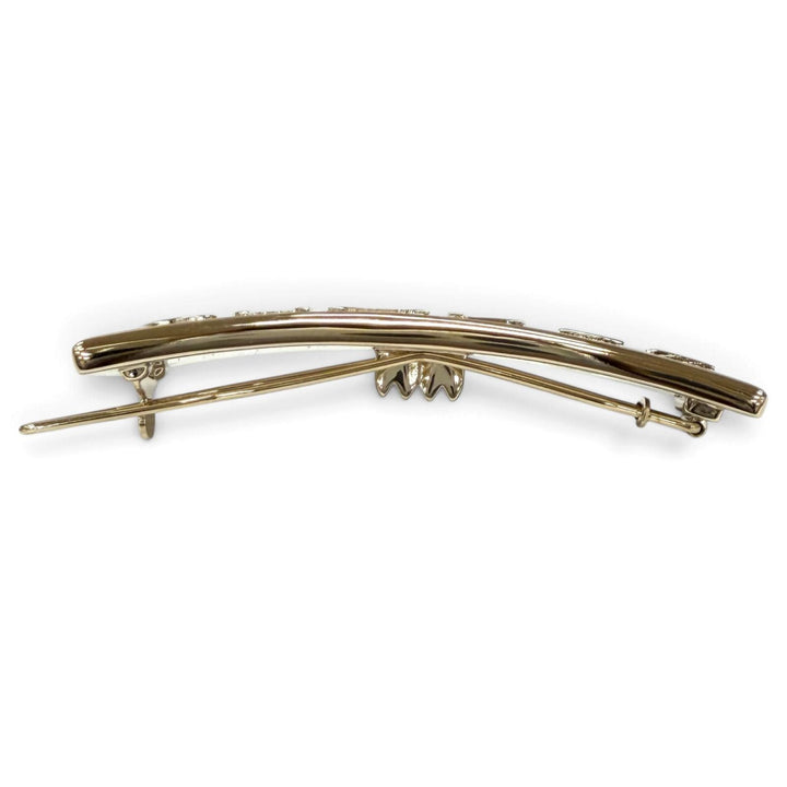 Excellent CHANEL hair accessory Logo design rhinestone hairpin gold Women B21C