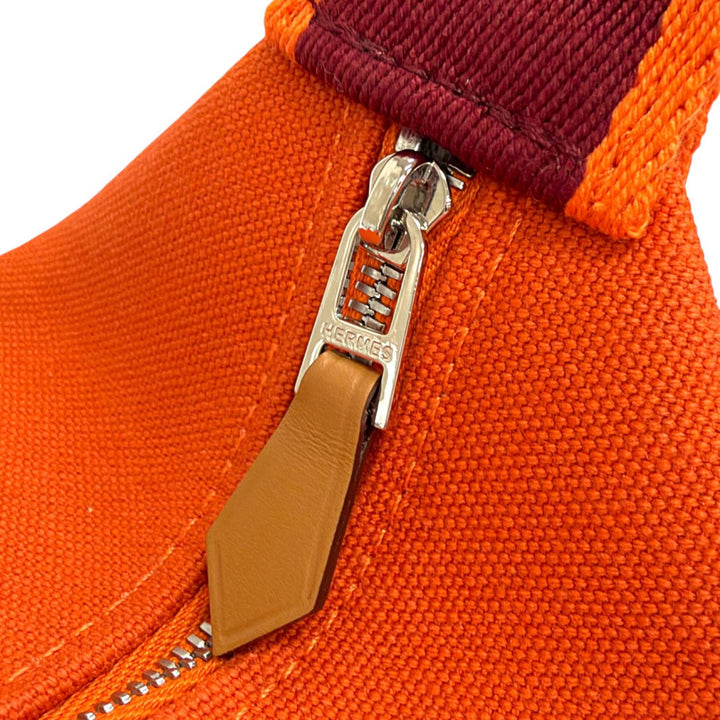 Excellent HERMES Handbag Brid A Black PM Sellier Button Pouch Vanity Bag Orange