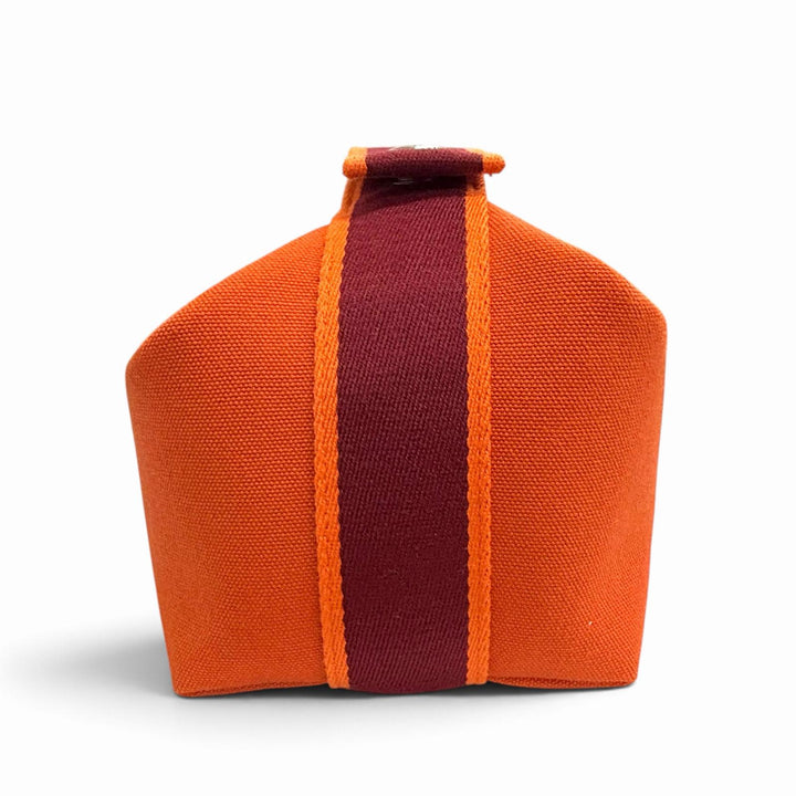 Excellent HERMES Handbag Brid A Black PM Sellier Button Pouch Vanity Bag Orange