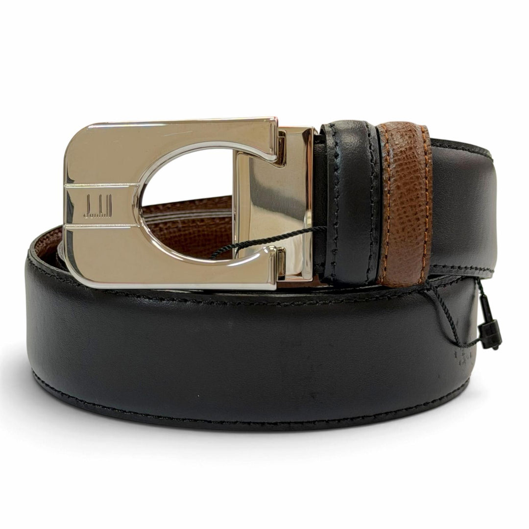 Pristine Dunhill belt Logo buckle reversible black leather mens