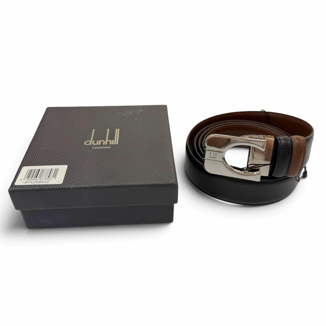 Pristine Dunhill belt Logo buckle reversible black leather mens