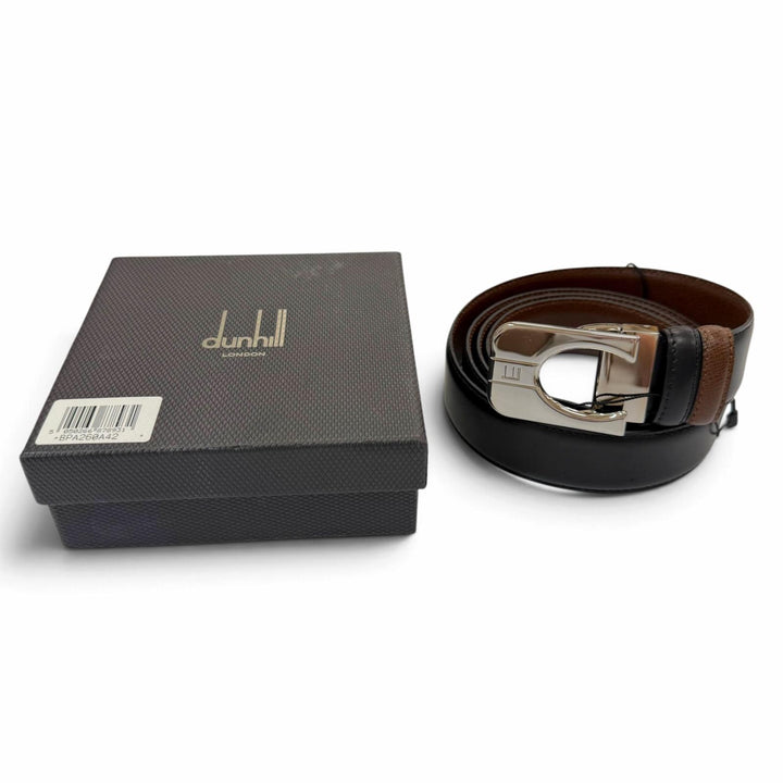 Pristine Dunhill belt Logo buckle reversible black leather mens