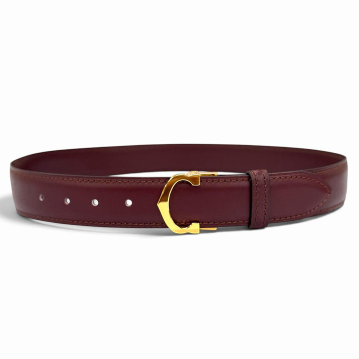 Great Cartier belt Logo buckle must leather Bordeaux leather Women
