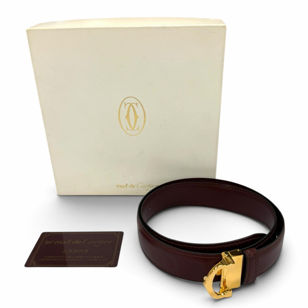 Great Cartier belt Logo buckle must leather Bordeaux leather Women