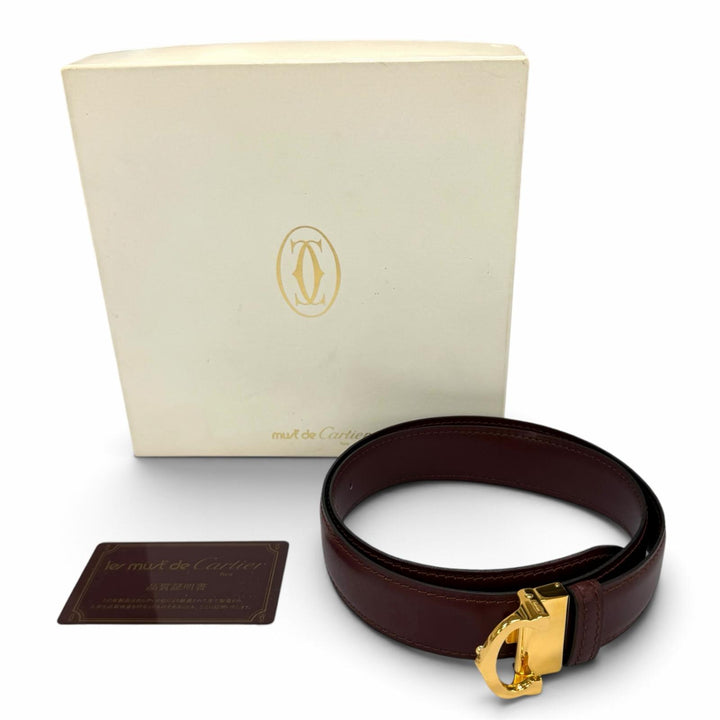 Great Cartier belt Logo buckle must leather Bordeaux leather Women