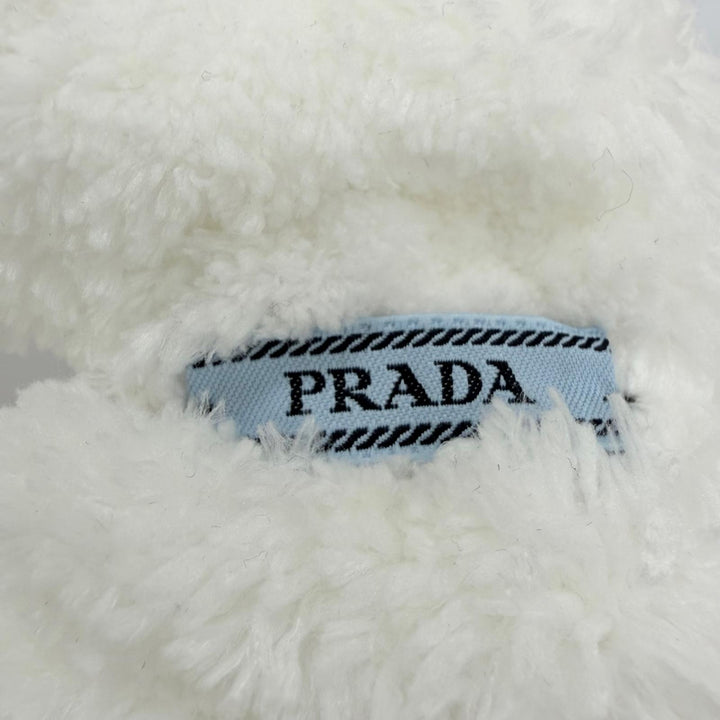 Pristine PRADA Shush Triangle with logo terry cloth hair accessory white 1IF015