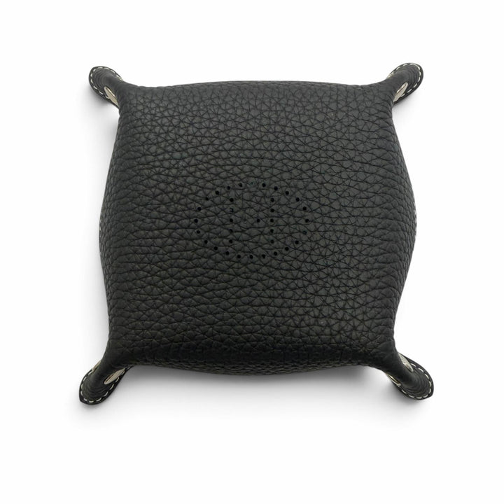 Great HERMES Vidposh Mini H logo tray black Taurillon Clemence Leather mens