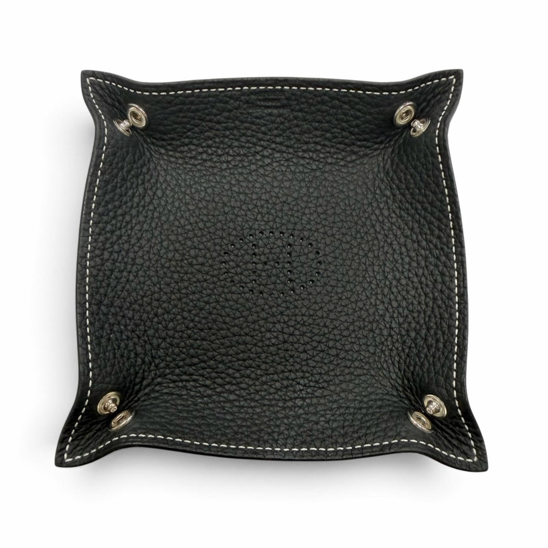 Great HERMES Vidposh Mini H logo tray black Taurillon Clemence Leather mens