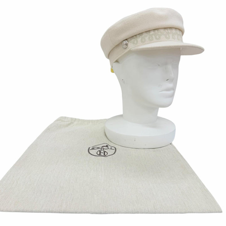 Excellent HERMES Casquette Kabul en Finesse Casquette beige wool Women 57