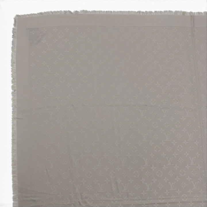 Excellent LOUIS VUITTON Stall Monogram fringed large shawl Gurege silk M71336