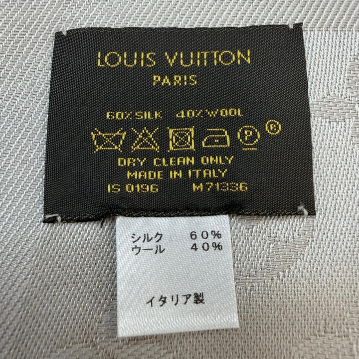 Excellent LOUIS VUITTON Stall Monogram fringed large shawl Gurege silk M71336