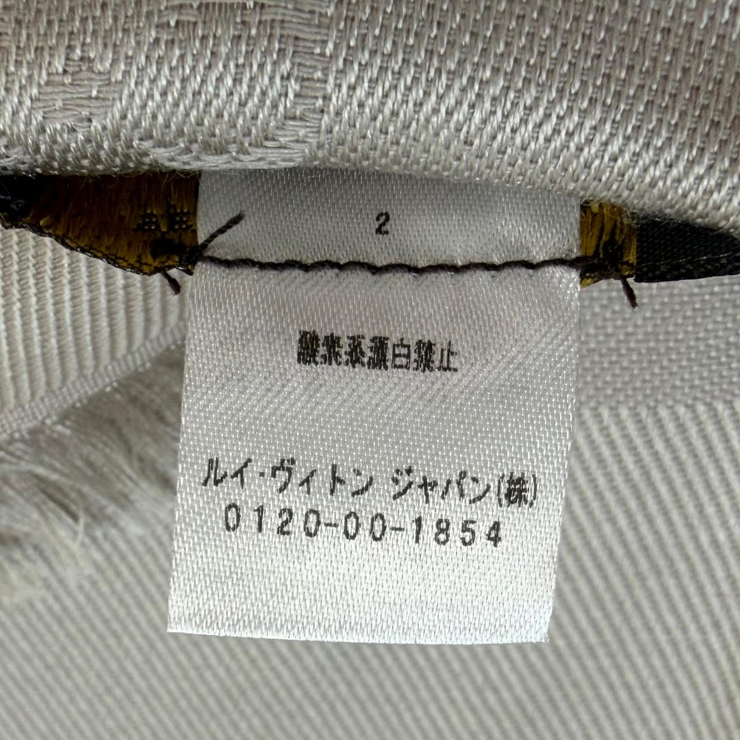 Excellent LOUIS VUITTON Stall Monogram fringed large shawl Gurege silk M71336