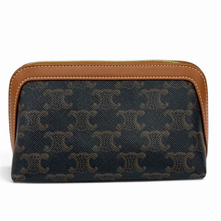 Pristine CELINE Cosmetics Pouch Small Cosmetic Pouch / Triomphe Canvas 4M1622CZJ