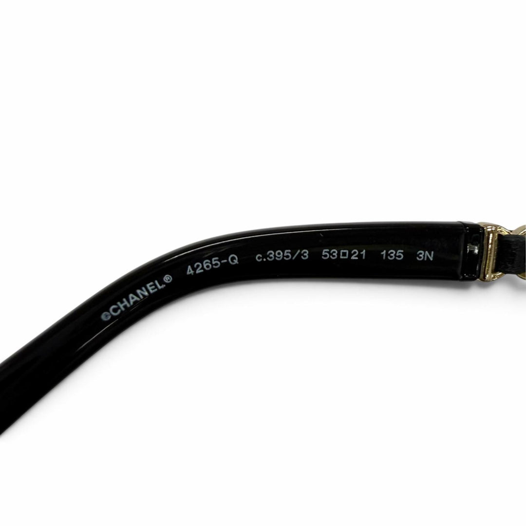 Excellent CHANEL sunglasses Current model COCO Mark leather round shape 4265-Q