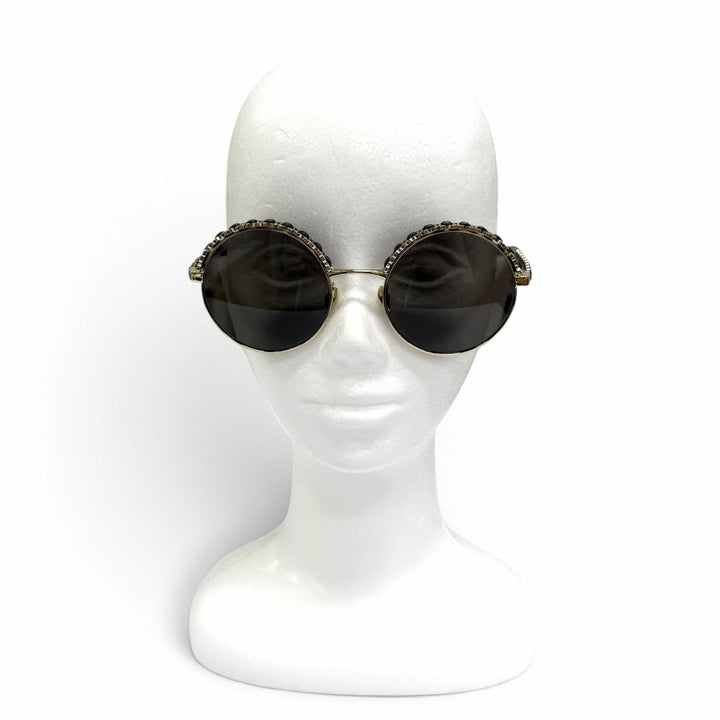 Excellent CHANEL sunglasses Current model COCO Mark leather round shape 4265-Q