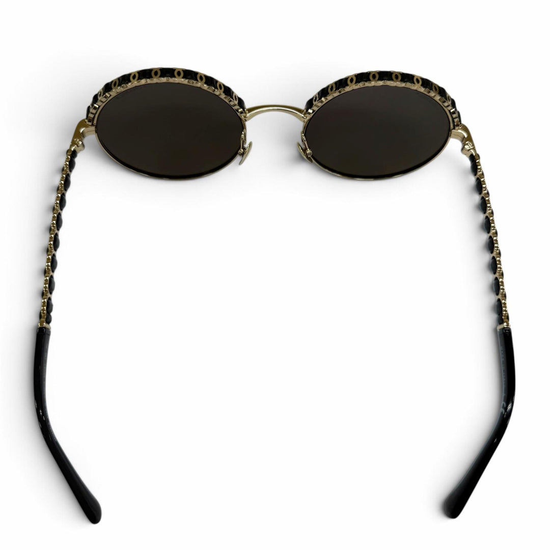 Excellent CHANEL sunglasses Current model COCO Mark leather round shape 4265-Q