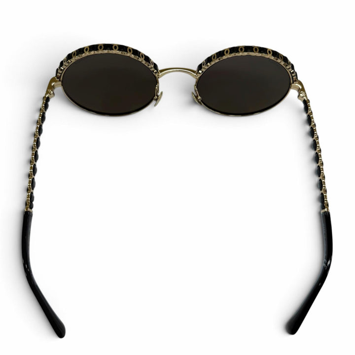 Excellent CHANEL sunglasses Current model COCO Mark leather round shape 4265-Q
