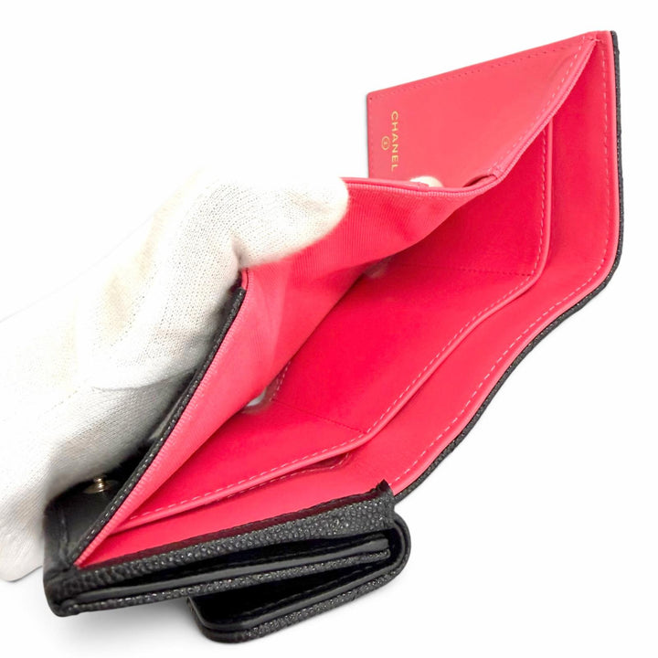 Excellent CHANEL COCO Mark Matelassé Classic Small Flap Wallet AP4319