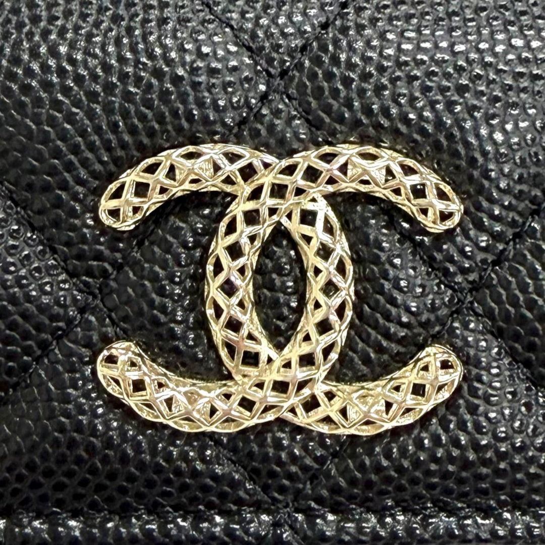 Excellent CHANEL COCO Mark Matelassé Classic Small Flap Wallet AP4319