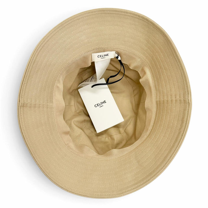Pristine CELINE hat Embroidered logo bucket hat beige cotton Women M 2AU3B968P