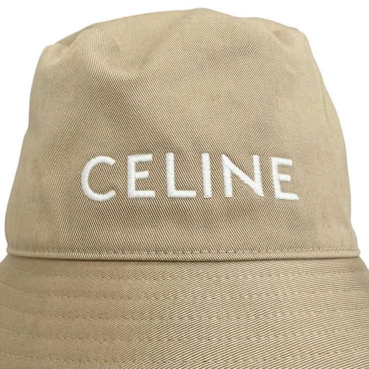Pristine CELINE hat Embroidered logo bucket hat beige cotton Women M 2AU3B968P