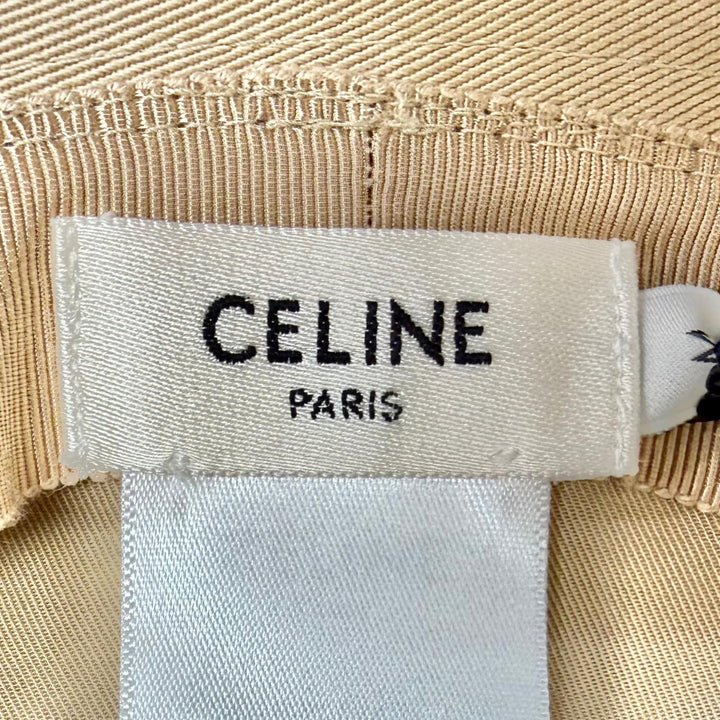 Pristine CELINE hat Embroidered logo bucket hat beige cotton Women M 2AU3B968P
