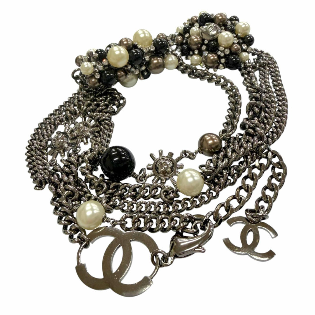 Great CHANEL belt COCO Mark Chain Cancer metallic Gold Plated Women 04A