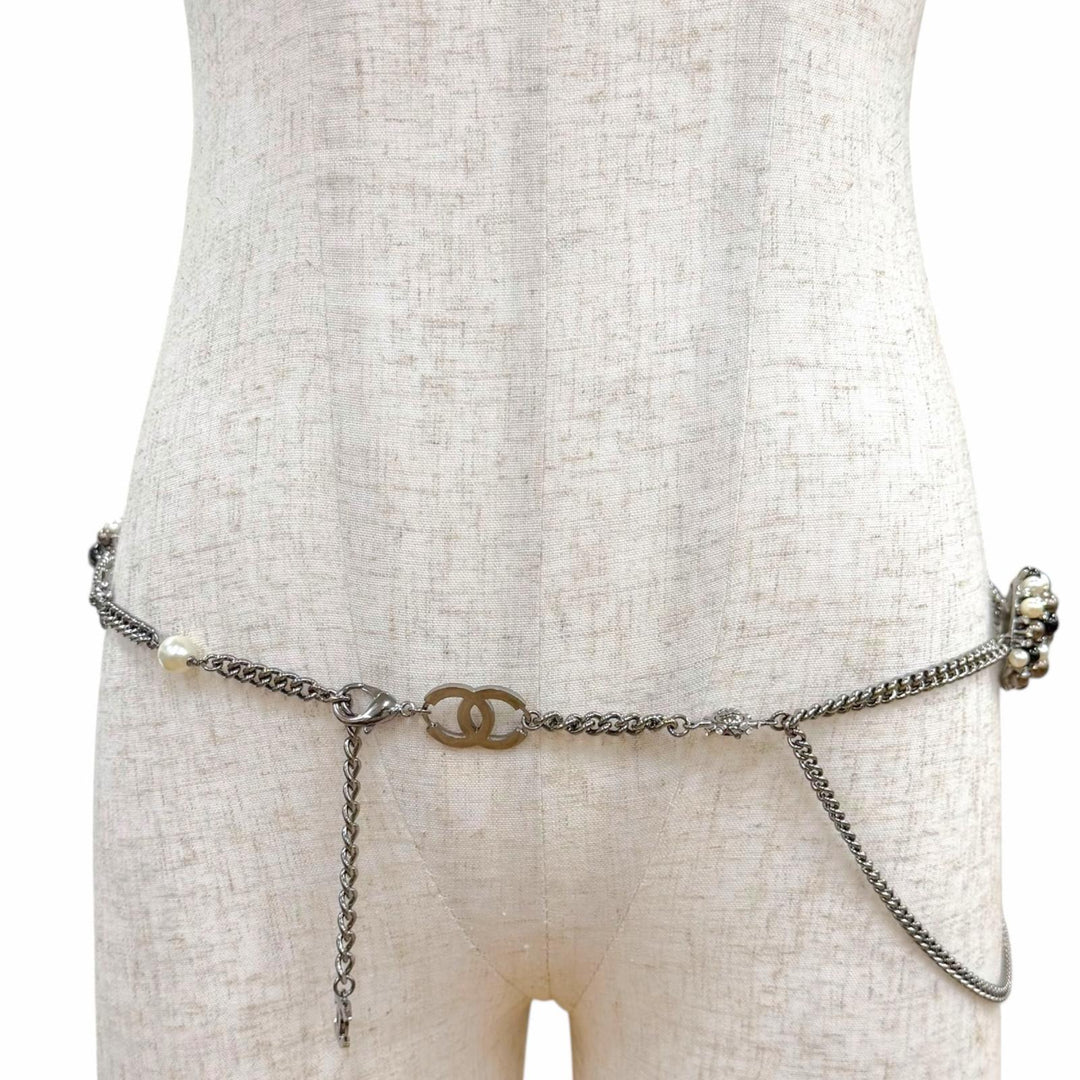 Great CHANEL belt COCO Mark Chain Cancer metallic Gold Plated Women 04A
