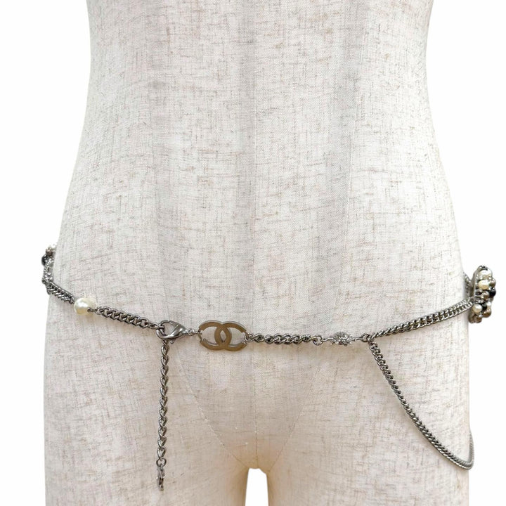 Great CHANEL belt COCO Mark Chain Cancer metallic Gold Plated Women 04A