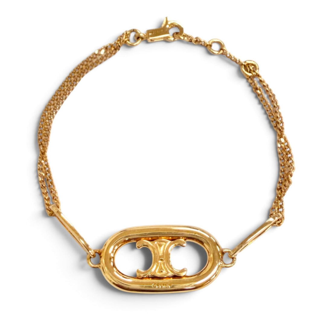 Excellent CELINE bracelet Maillon Triomphe 2-chain gold Women 46S906BRA.35OR