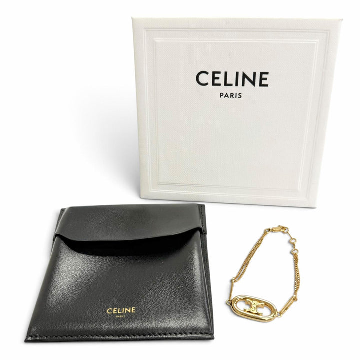 Excellent CELINE bracelet Maillon Triomphe 2-chain gold Women 46S906BRA.35OR