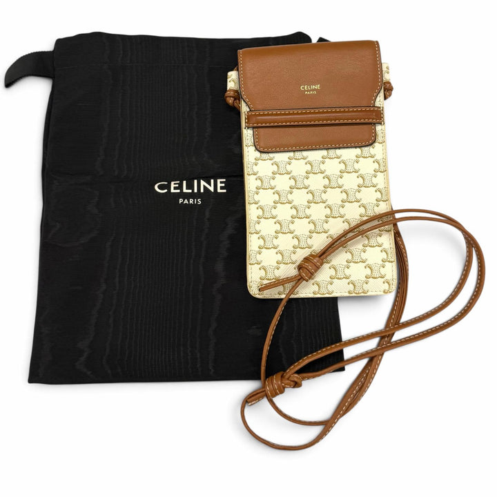 Great CELINE Mobile case Triomphe Leather Phone Pouch Mobile Pouch 10G332