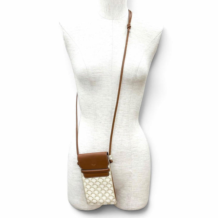 Great CELINE Mobile case Triomphe Leather Phone Pouch Mobile Pouch 10G332