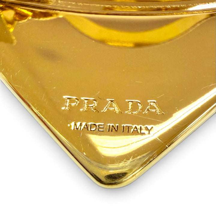 Excellent PRADA Valletta Triangle Hair Accessory with Logo gold metal 1IF050