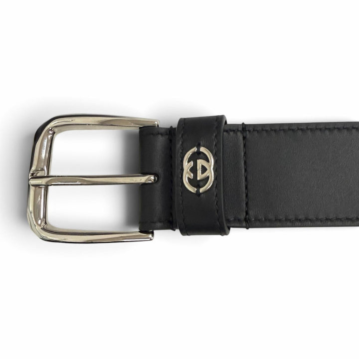 Pristine GUCCI belt With interlocking G detail black leather mens 673921