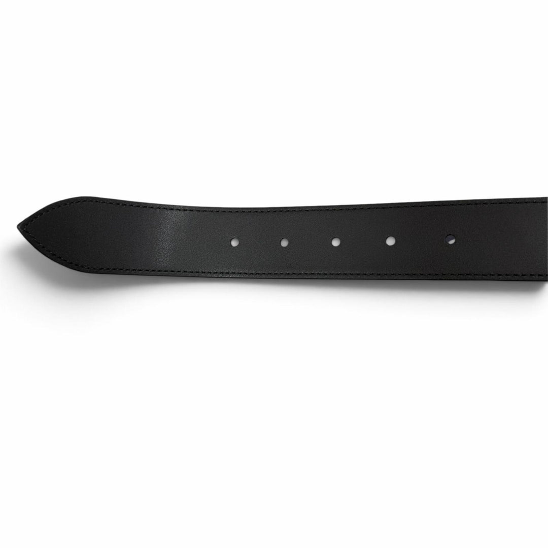 Pristine GUCCI belt With interlocking G detail black leather mens 673921