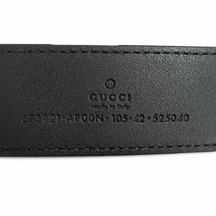 Pristine GUCCI belt With interlocking G detail black leather mens 673921