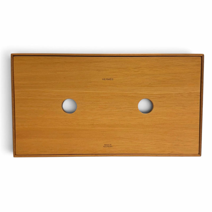 Excellent HERMES Playerd PM Tissue Case Tissue box Brown Wood Women
