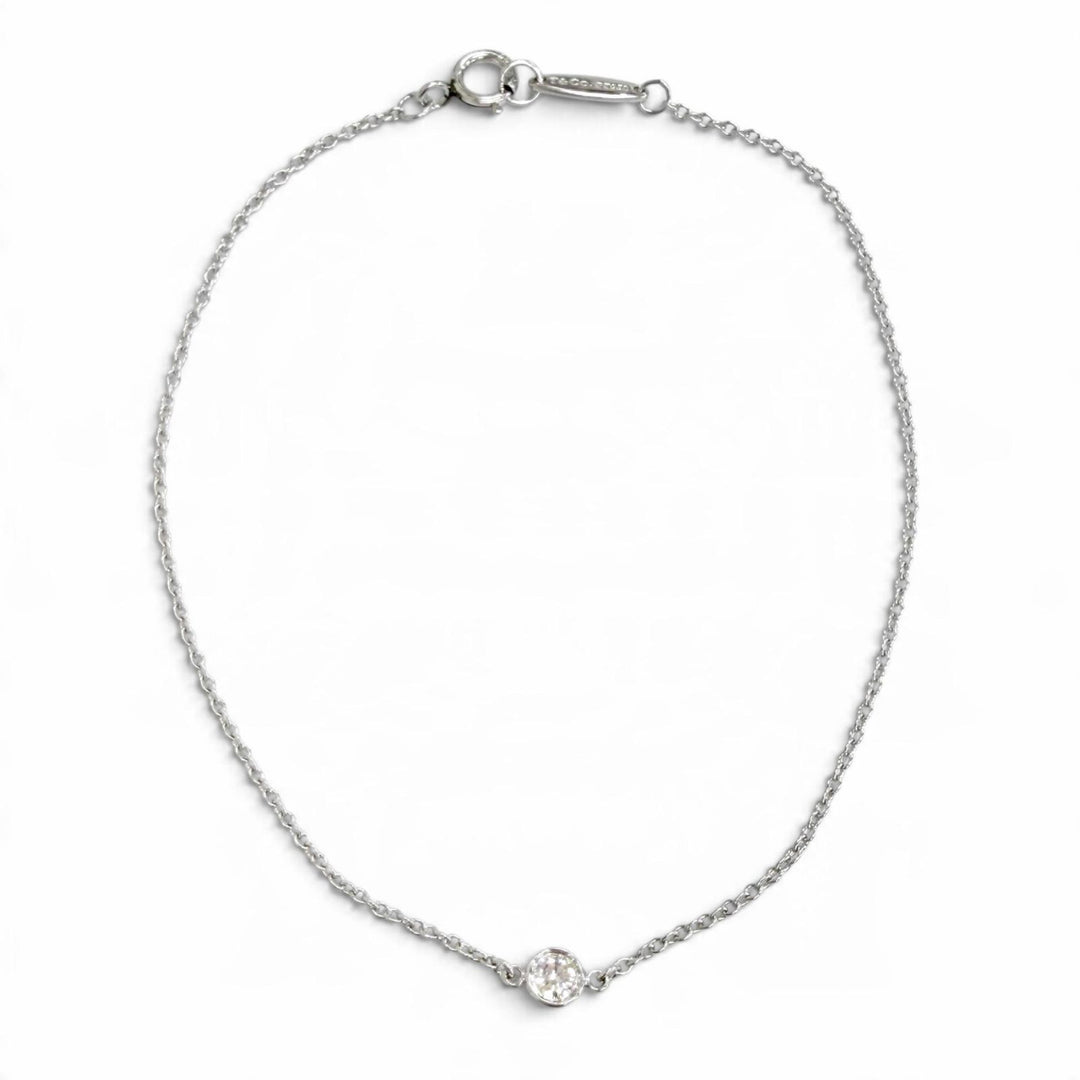 Great TIFFANY&Co. By the yard 1P Diamond Bracelet PT950 Platinum Women