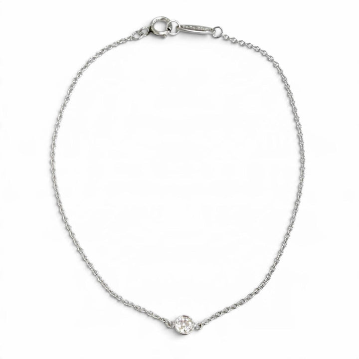 Great TIFFANY&Co. By the yard 1P Diamond Bracelet PT950 Platinum Women