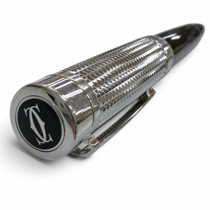 Very Good Cartier Ballpoint pen Pasha de Cartier Diamond Head Twist Type Silver