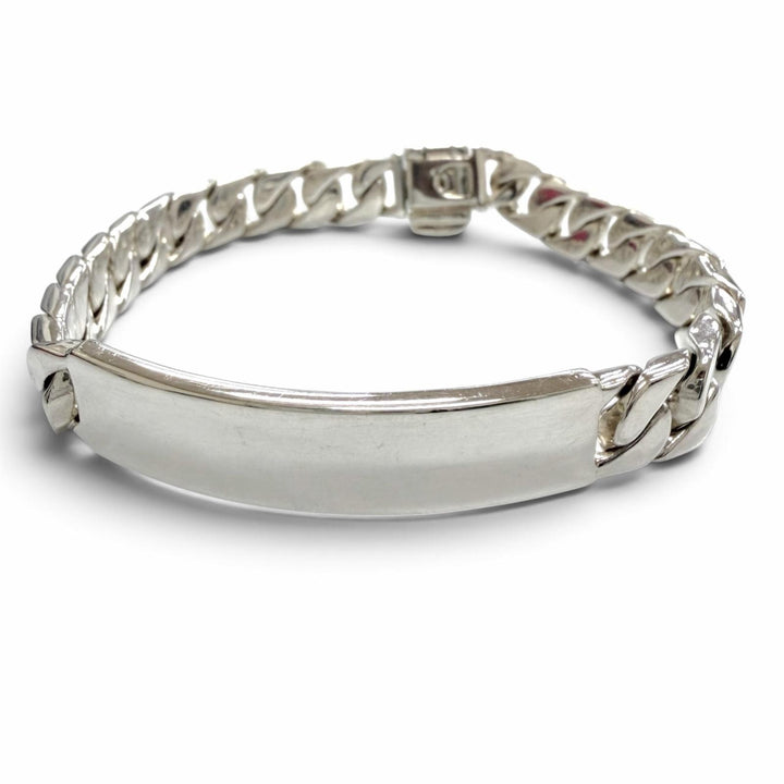 Great TIFFANY&Co. bracelet ID plate, Cuban link chain Silver 925 mens
