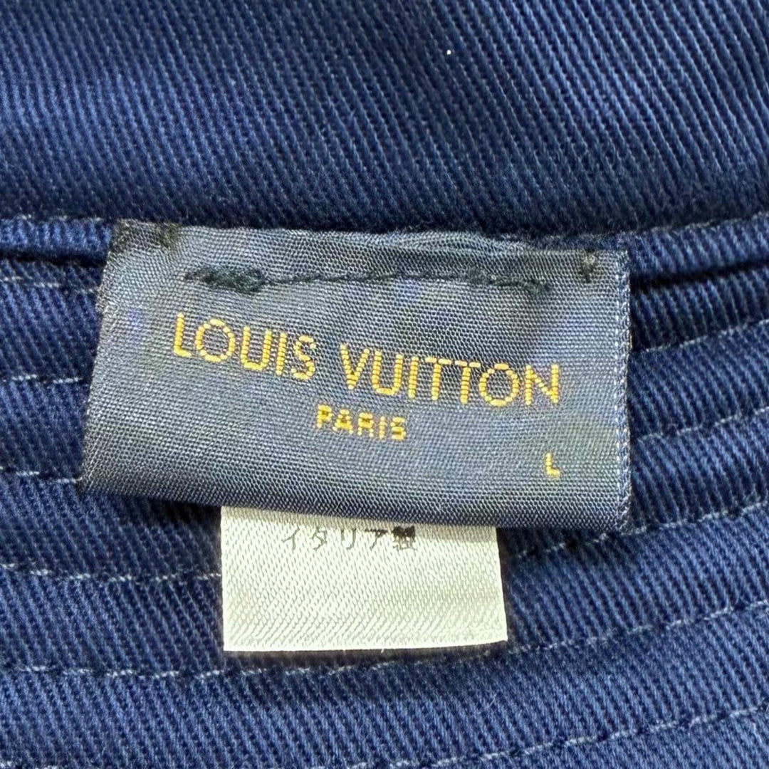 Great LOUIS VUITTON hat Shapka LV Graphical Stripe Navy cotton mens L M77623